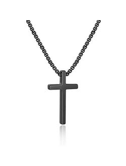 IEFSHINY Cross Necklace for Men, Stainless Steel Cross Pendant Necklaces for Men Pendant Chain 16-30 Inches Chain Gold Silver Black Cross Necklace