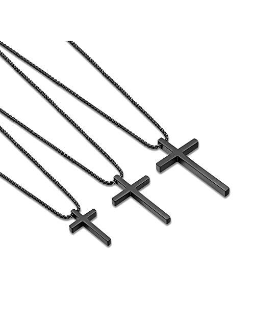 IEFSHINY Cross Necklace for Men, Stainless Steel Cross Pendant Necklaces for Men Pendant Chain 16-30 Inches Chain Gold Silver Black Cross Necklace