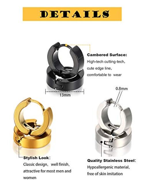 6 Pairs of Cross Earrings Dangle Hinged Earrings Stainless Steel Cross Hoop Earrings and Stud Earrings for Men and Women Wearing