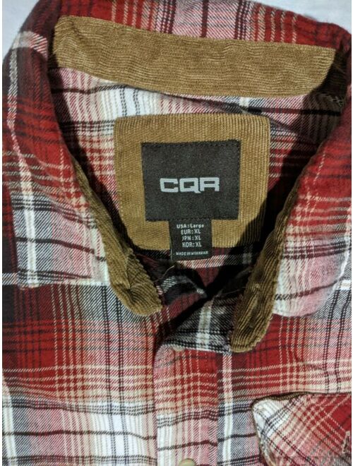 CQR Men's Flannel Long Sleeved Button-Up Plaid All-Cotton Brushed Shirt X Large