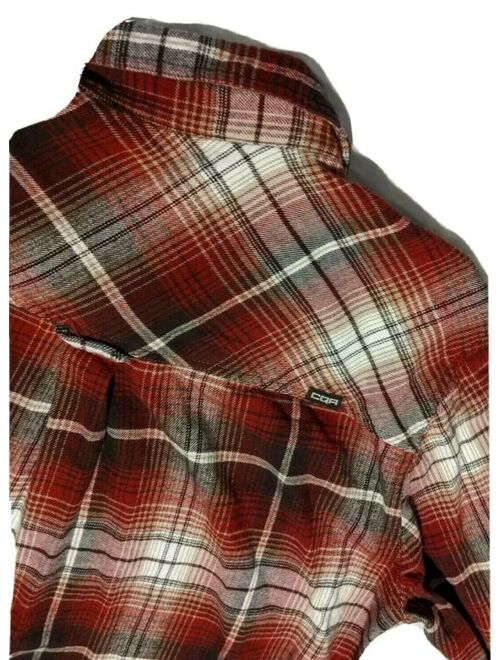 CQR Men's Flannel Long Sleeved Button-Up Plaid All-Cotton Brushed Shirt X Large