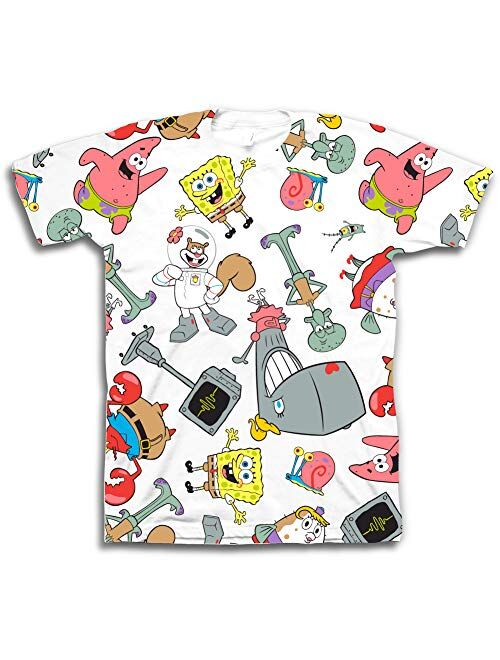 SpongeBob SquarePants Boys Short Sleeve Spongebob, Patrick, Squidward, Mr Krabs Boys Sizes 4-20  T-Shirt