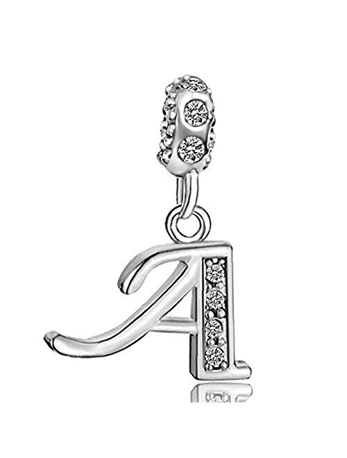 JMQJewelry Initials A-Z Alphabet Letter Beads Dangle Crystal Charms For Bracelets Mothers Mom Wife Sister Gifts Girls Jewelry
