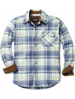 Men's All Cotton Flannel Shirt, Long Sleeve Casual Button Up Plaid Shirt, Br