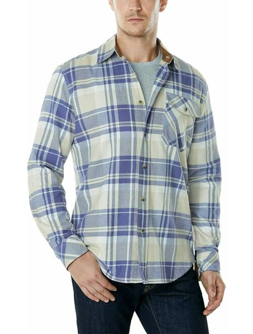 CQR Men's All Cotton Flannel Shirt, Long Sleeve Casual Button Up Plaid Shirt, Br