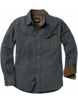 Men's All Cotton Flannel Shirt, Long Sleeve Casual Button Up Plaid Shirt, Br