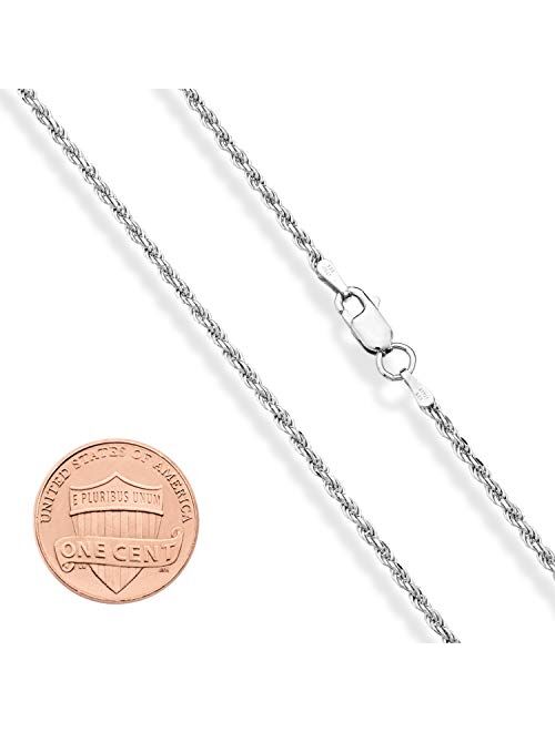 Miabella Solid 925 Sterling Silver Italian 2mm, 3mm Diamond-Cut Braided Rope Chain Necklace for Men Women Made in Italy 16, 18, 20, 22, 24, 26, 28, 30 Inch