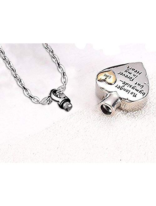 PREKIAR Heart Cremation Urn Necklace for Ashes Angel Wing Jewelry Memorial Pendant and 12 PCS Birthstones No Longer by My Side But Forever in My Heart