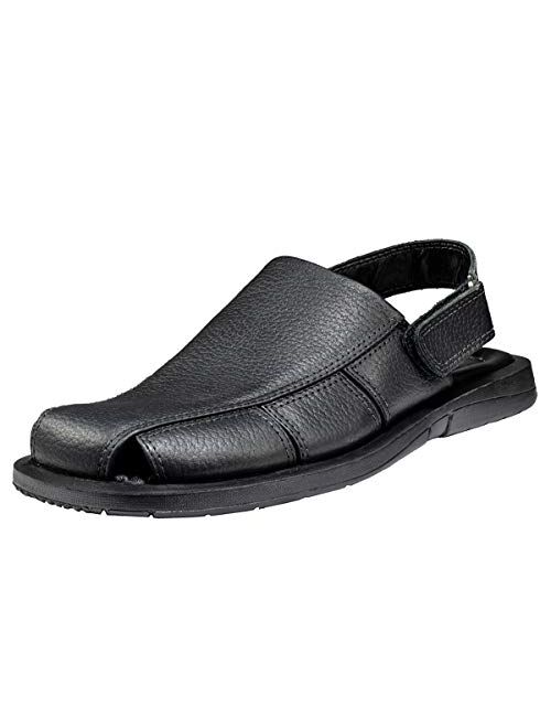 Handmade Genuine Leather Dress Sandals for Men with Closed Toe and Strap On The Heel