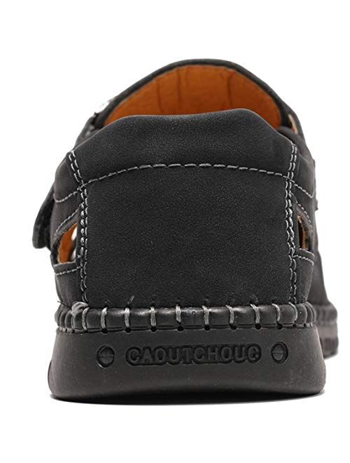 MAIZUN Mens Closed Toe Fisherman Sandals Summer Casual Leather Sandals Outdoor Sports Sandals.
