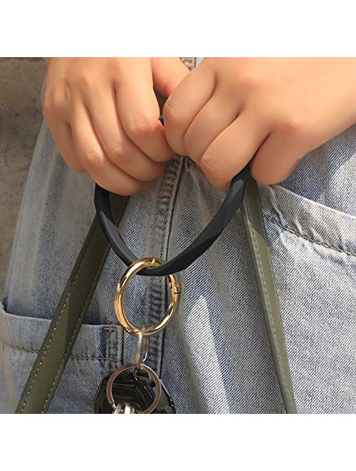 Huakan Key Ring Keychain Bracelet Silicone Bangle for Women and girls Diamond Shaped