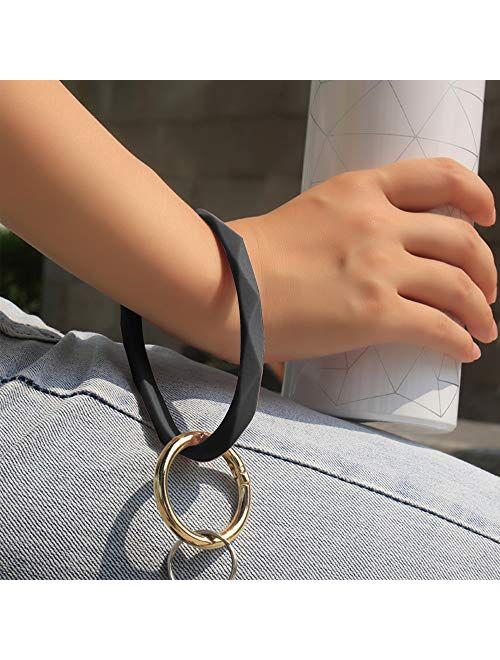 Huakan Key Ring Keychain Bracelet Silicone Bangle for Women and girls Diamond Shaped