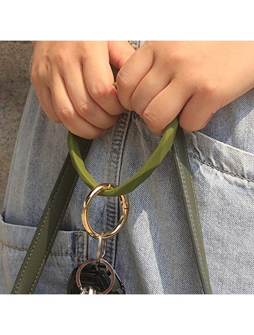 YAKA Silicone Wrist Rhombic Keychain Bracelet Circle Rubber Bangle Round Keyring