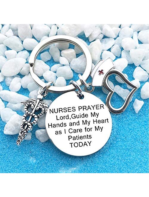Nurse Gifts for Women Nursing Graduation Gifts Nurse Keychain Prayer Inspirational Key Ring Valentines Birthday Christmas Gift for Nurses Practitioner Nurse Jewelry RN Ch