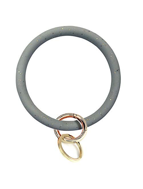 Bangle Key Ring Car Keychain - Silicone Round Key Ring Bracelet with Metal Key Holder,Wristlet Keychains Bracelets for Women and Girls
