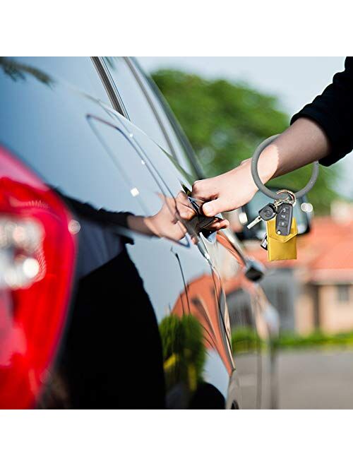 Bangle Key Ring Car Keychain - Silicone Round Key Ring Bracelet with Metal Key Holder,Wristlet Keychains Bracelets for Women and Girls