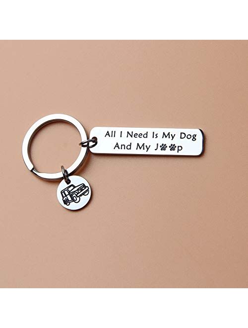 PLITI Dog Lover Keychain Gift Dog Mom Dog Dad Life Gift All I Need is My Dog and My Truck Keyring