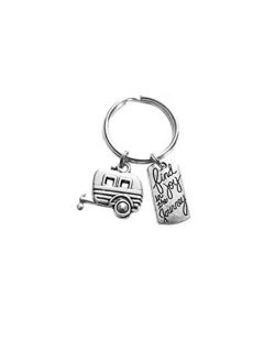 Camper Trailer RV Mini Camper Camping Find Joy in the Journey Charm Keychain Gift