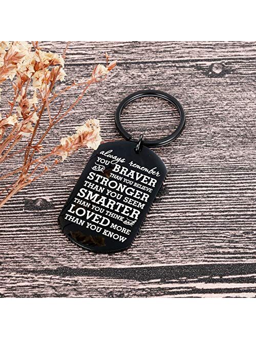 Keychain for Teen Boys Girls Key Chain Present tag Pendant Always Remember You are Braver Keychain