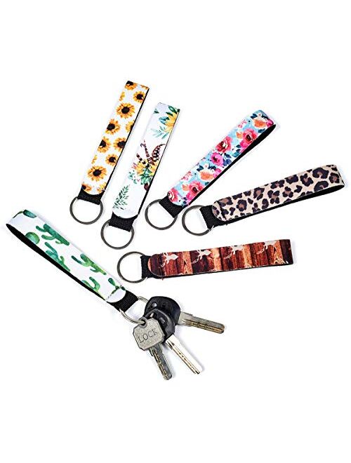 6 Pack Neoprene Wristlet Keychain Lanyard, Hand Wrist Lanyard Keychain for Girls/Women