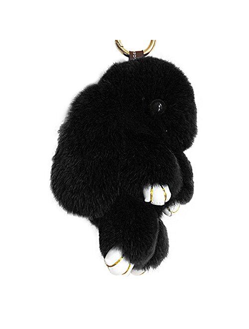 BUYITNOW Bunny Keychain Plush Rex Rabbit Fur Keyring Bag Charms Pendant, 5 Inch