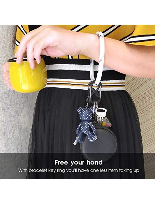 YBB 5 Pcs Silicone Wrist Keychain Bracelets, Shiny Bangle Keyring Large Circle Keychain Holder for Women Girls