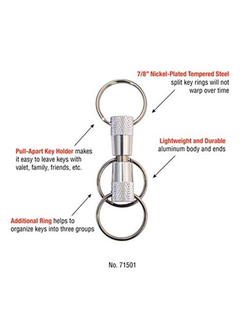 Lucky Line 3-Way Pull Apart Keychain, Silver, 1 Pack (71501)