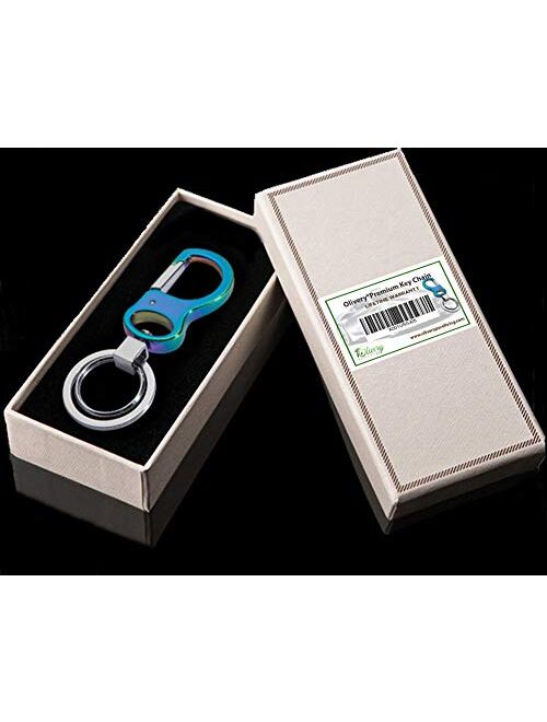 Olivery Stainless Steel Keychain, Heavy Duty Car Key Chain with 2 Rings in Gift Box.The Perfect Combination of Luxury, Power & Elegance - Will Never Rust, Bend or Break! 