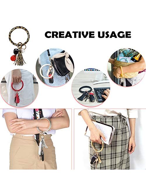 3pcs Wristlet Keychain Bracelet Keyring Bangle Tassel Round Keychain for Women Girls - No More Missing Keys
