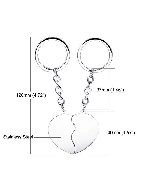 MeMeDIY Personalized Name Couple Keychain for Women Stainless Steel Heart Puzzle