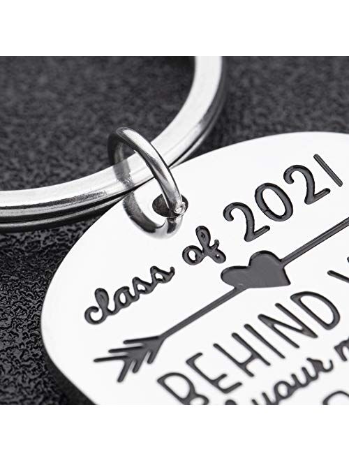 Graduation Gifts Keychain for Class 2021 Her Him Daughter Son Women Best Friend College Boys Girls Behind You All Your Memories Inspirational Gift Key Ring