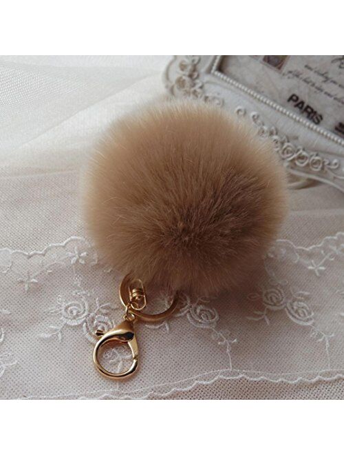 Amiley Faux Rabbit Fur Pom Pom Car Keychain Handbag Wallet Backpack Key Ring