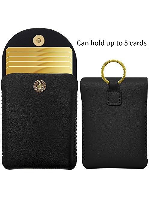 Keychain Wallet Bracelet,2 Pack Key Ring Bracelet and Card Pocket Leather Tassel
