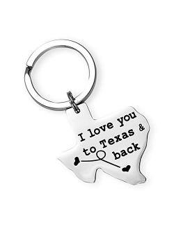 LParkin Texas Keychain Long Distance Relationships Gifts I Love You to Texas and Back Keychain Boyfriend Girlfriend Long Distance Relationship Gift Going Away Gifts Frien