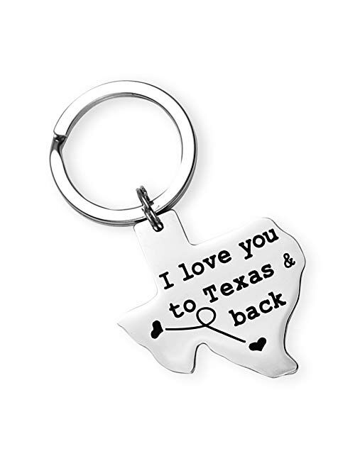 LParkin Texas Keychain Long Distance Relationships Gifts I Love You to Texas and Back Keychain Boyfriend Girlfriend Long Distance Relationship Gift Going Away Gifts Frien