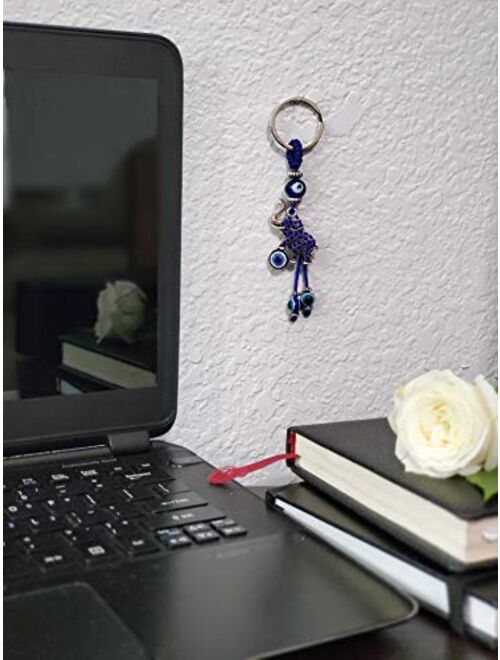 Bravo Team Blue Evil Eye Elephant Keychain Ring For Good Luck And Protection It Comes With Traditional Blue And White Colors With Matching Tassels And Durable Cord For Ha