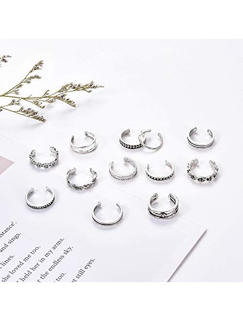 Dremcoue Adjustable Beach Anklets Toe Rings for Women Girls Band Open Toe Ring Anklet Bracelets Chains Beach Foot Jewelry Set 15-22 pcs