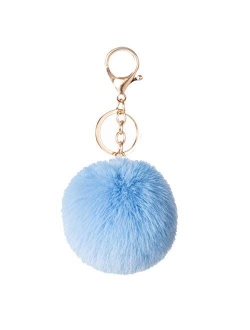 Faux Rabbit Fur Ball Pom Pom Keychain for Car Key Ring Phone Handbag Charm Tote Pendant