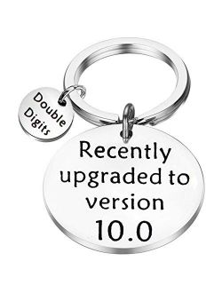 FEELMEM Birthday Gift Happy Birthday Keychain, 10th 12th 13th 16th 30th, Stainless Steel Birthday Key Ring Gift, for Women, Men, Kids, Friends and Family