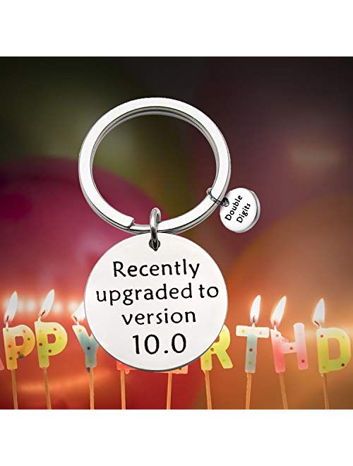 FEELMEM Birthday Gift Happy Birthday Keychain, 10th 12th 13th 16th 30th, Stainless Steel Birthday Key Ring Gift, for Women, Men, Kids, Friends and Family