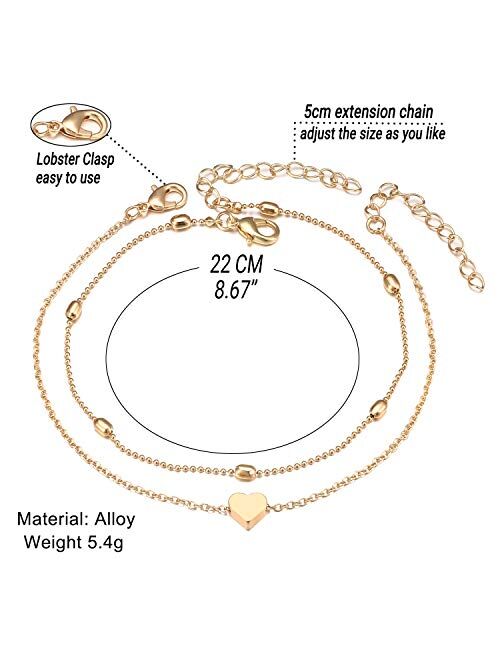 Fesciory Women Anklet Adjustable Beach Ankle Chain Gold Alloy Foot Chain Bracelet Jewelry Gift