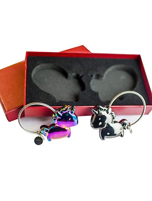 Wandi Couple Keychain, Magnetic Destined Kissing Unicorn Keychain Valentine's Love/Christmas Present