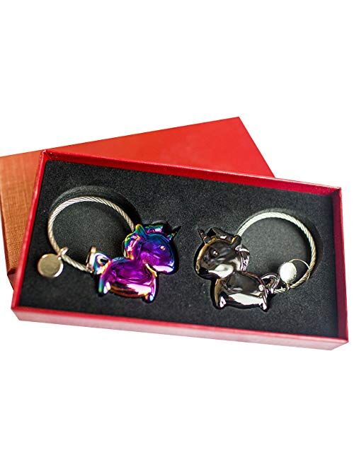 Wandi Couple Keychain, Magnetic Destined Kissing Unicorn Keychain Valentine's Love/Christmas Present