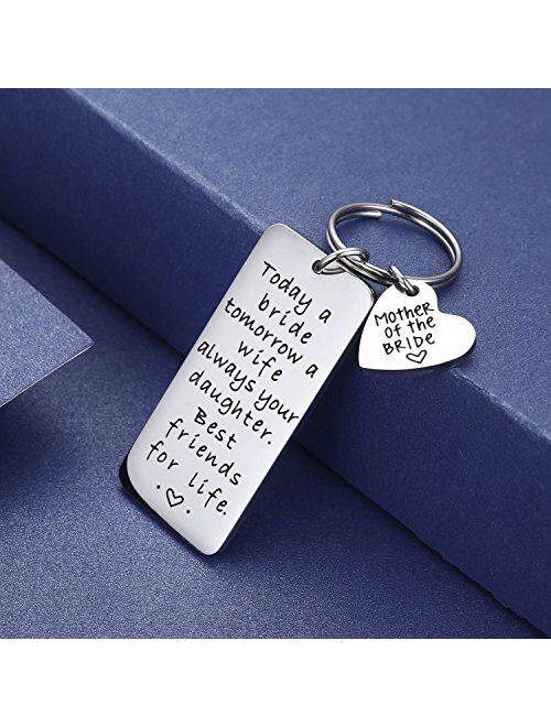 CJ&M Wedding Gift Keyring - Mother of the Bride Keyring - Today a Bride, Tomorrow a Wife, Always Your Daughter. Best Friends for Life