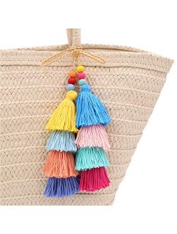 QTMY Colorful Tassel Bag Charm for Women,Layered Tassel Keychain Keyring Purse Handbag Decor Pendant