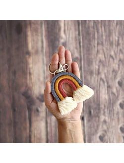 EBINGMIMA Mini Rainbow Keychain, Mini Macrame Rainbow Keychains, Macrame Rainbow Bag Charms Bag Tag