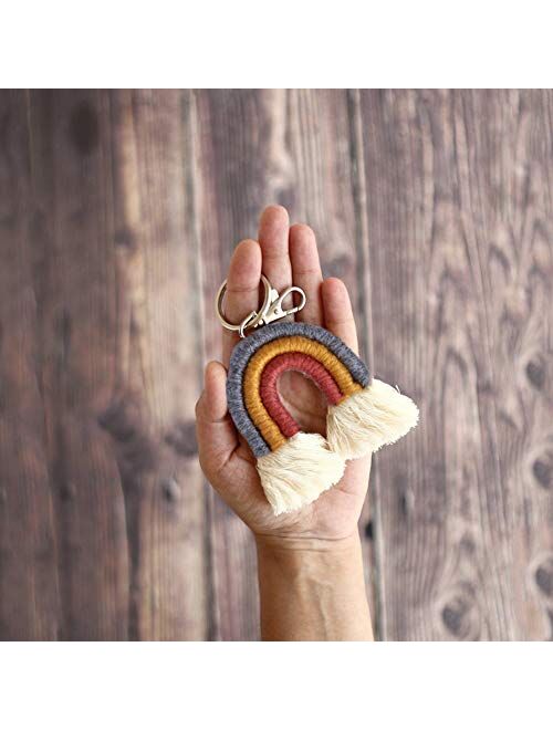 EBINGMIMA Mini Rainbow Keychain, Mini Macrame Rainbow Keychains, Macrame Rainbow Bag Charms Bag Tag