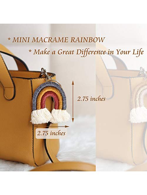 EBINGMIMA Mini Rainbow Keychain, Mini Macrame Rainbow Keychains, Macrame Rainbow Bag Charms Bag Tag
