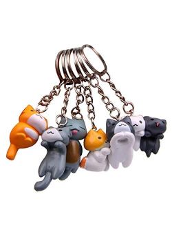 Astra Gourmet Cat Keychains - 6 Collectable Figurines - Features a Detachable Keyring - Authentic Japanese Design - Durable Plastic