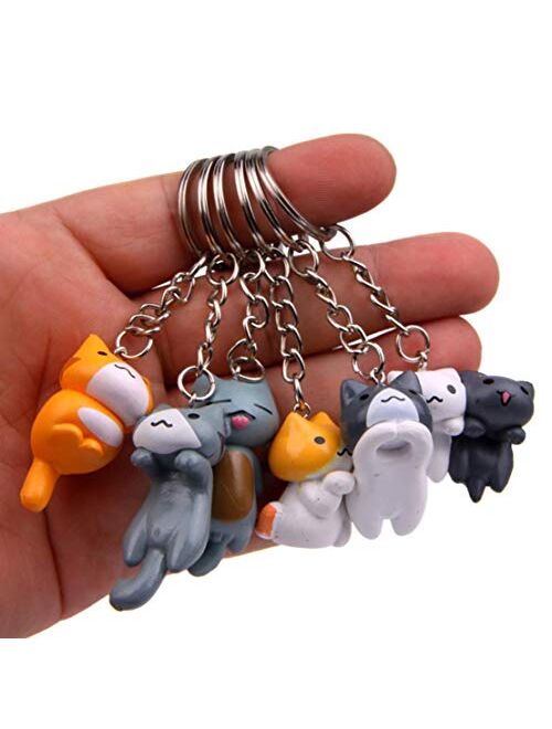 Astra Gourmet Cat Keychains - 6 Collectable Figurines - Features a Detachable Keyring - Authentic Japanese Design - Durable Plastic